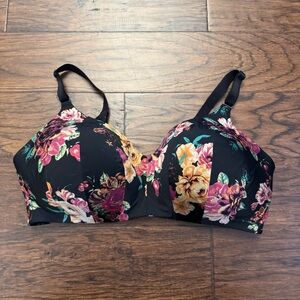 Torrid curve black floral printed smoothing everyday wireless bra